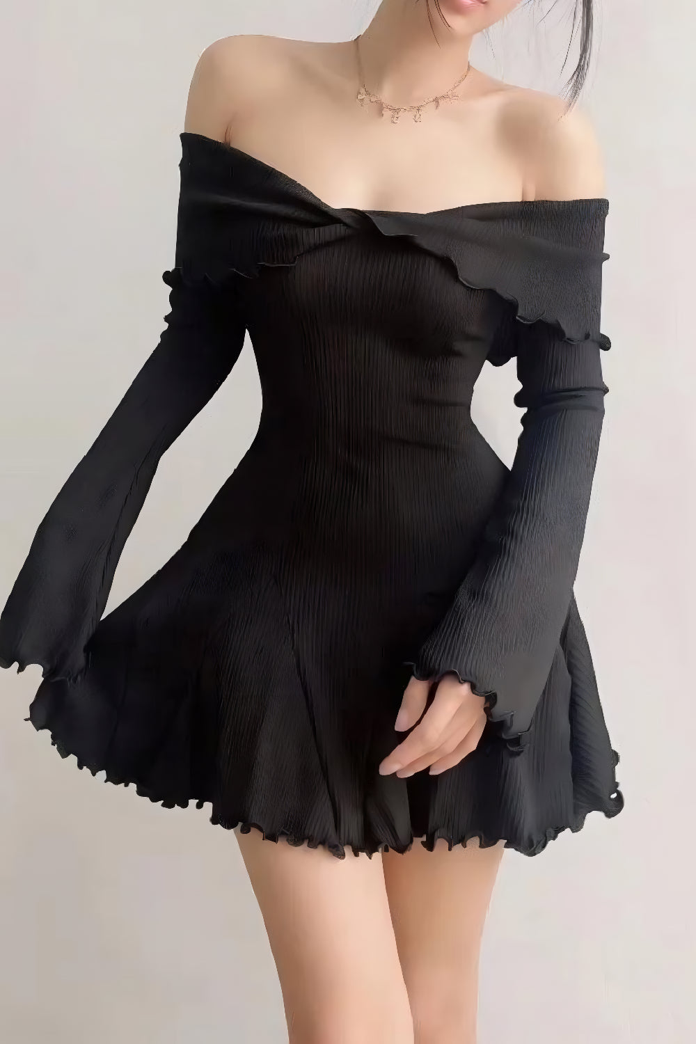 ELENA OFF-SHOULDER GEBREIDE JURK