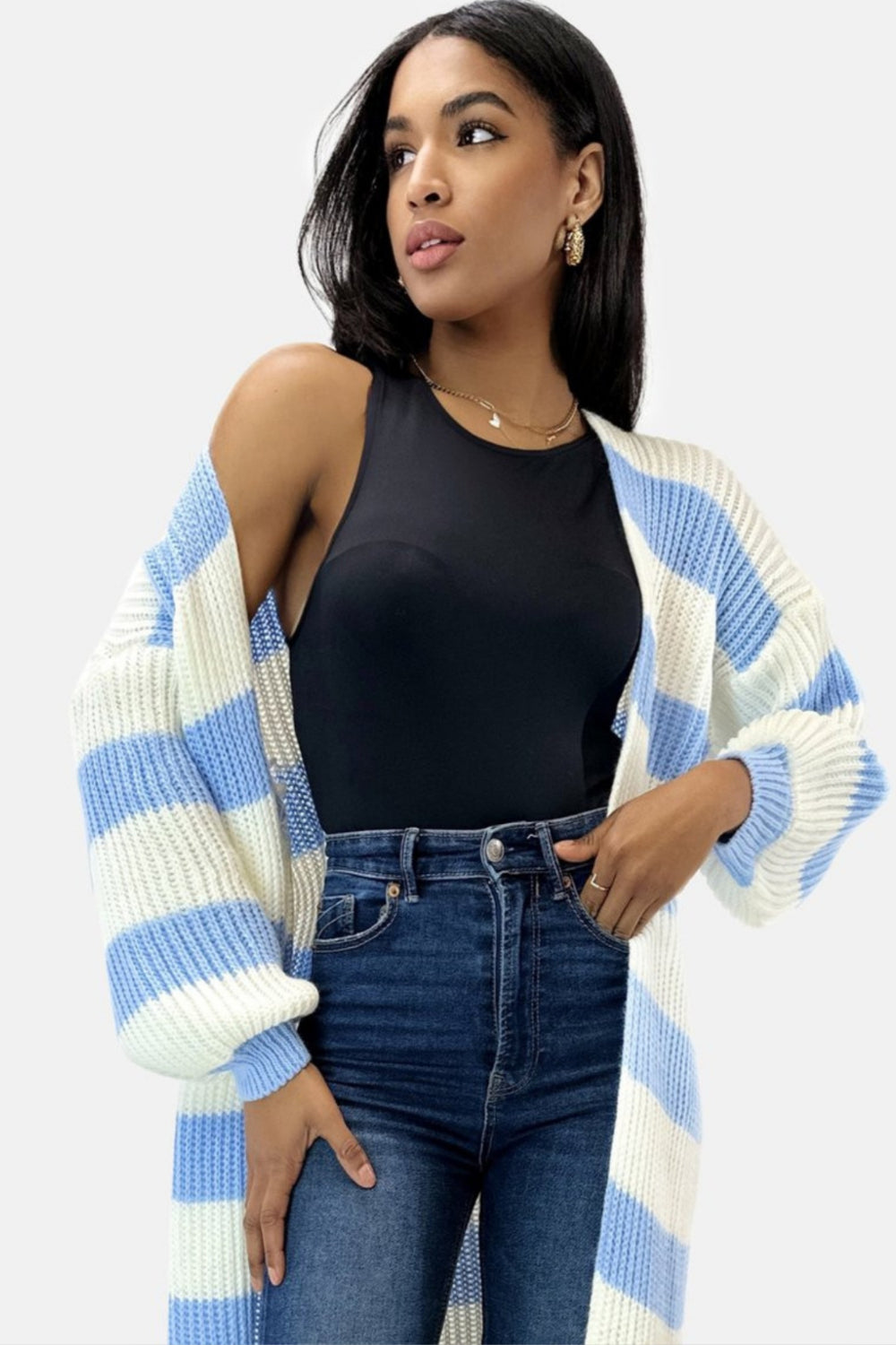 Tijdloze Geruite Cardigan met Lanternmouwen