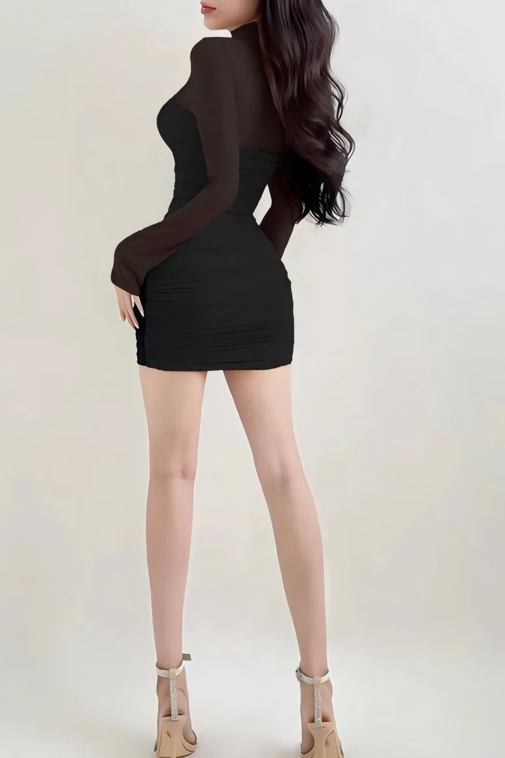 ZWARTE DOORSCHIJNENDE BODYCON JURK