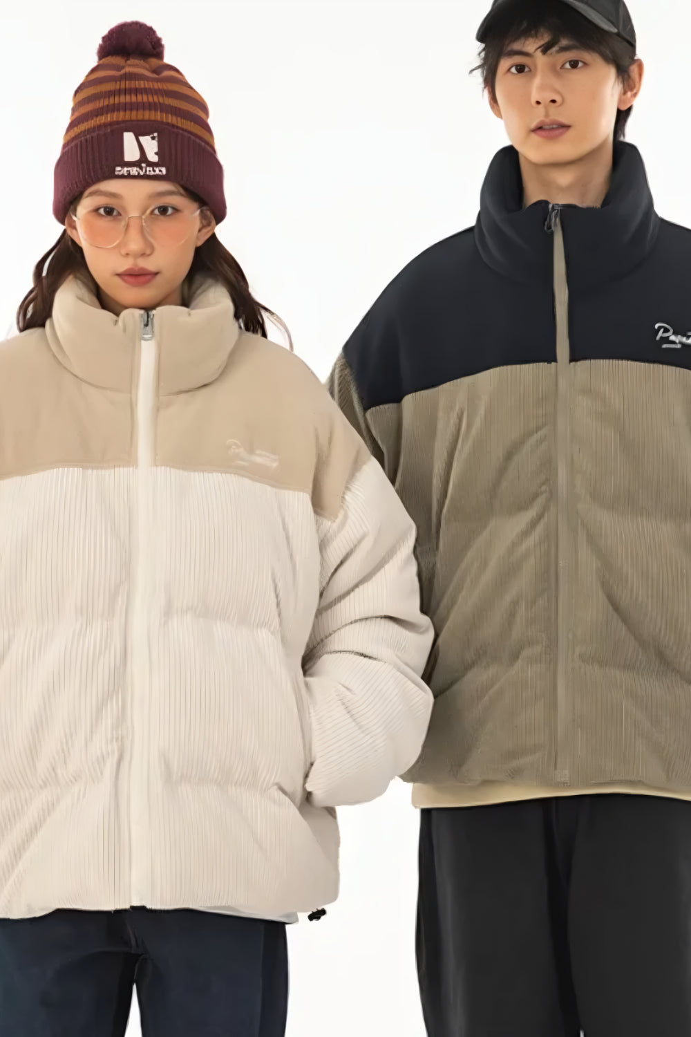 Unisex gewatteerd jack met Hoge Kraag