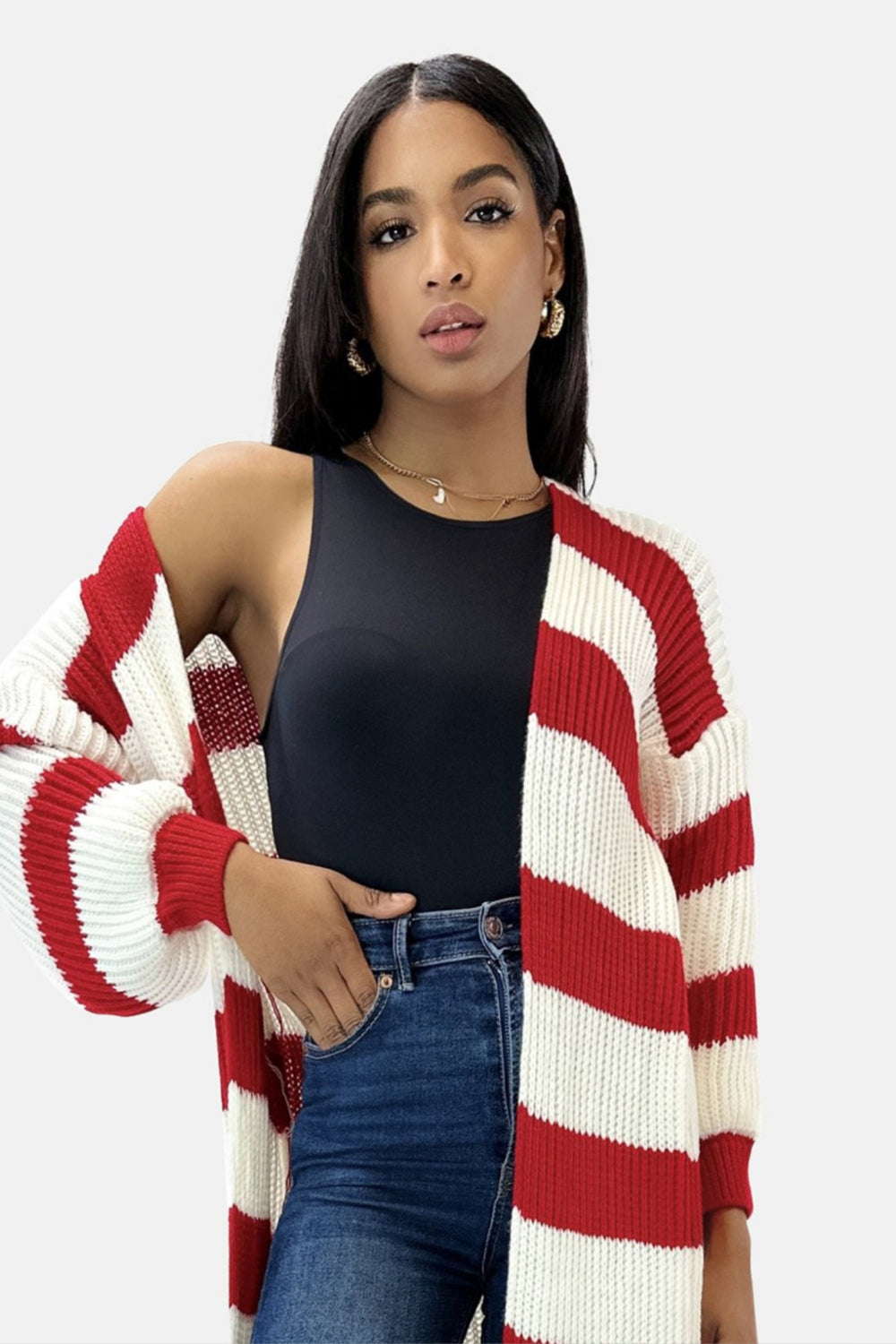 Tijdloze Geruite Cardigan met Lanternmouwen