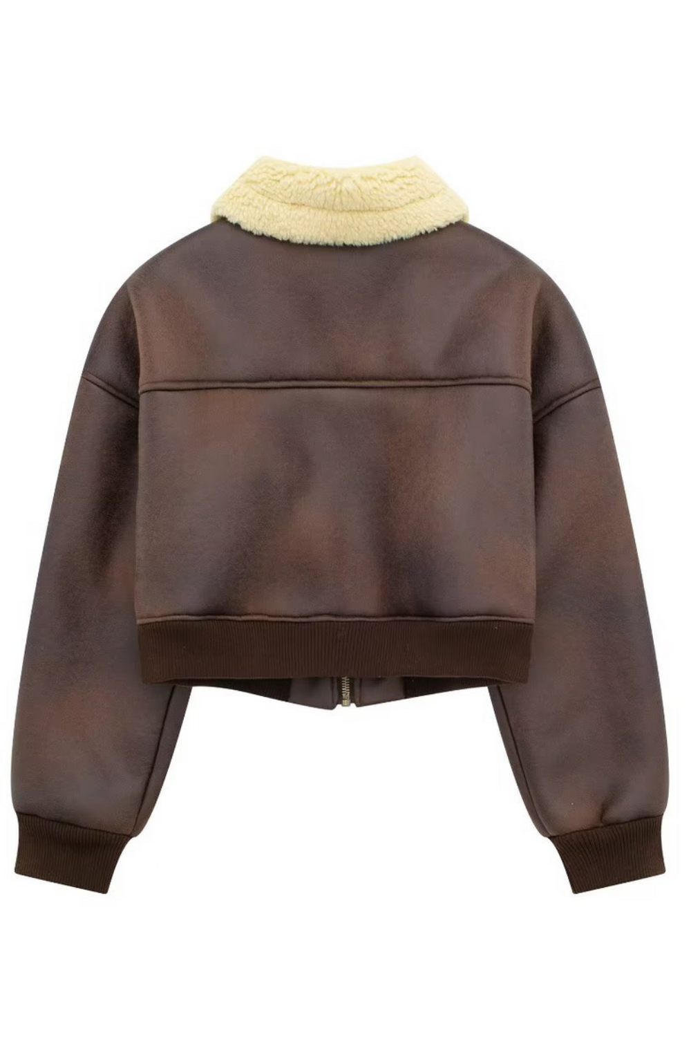 Bruin fleece-gevoerd jack met lange mouwen