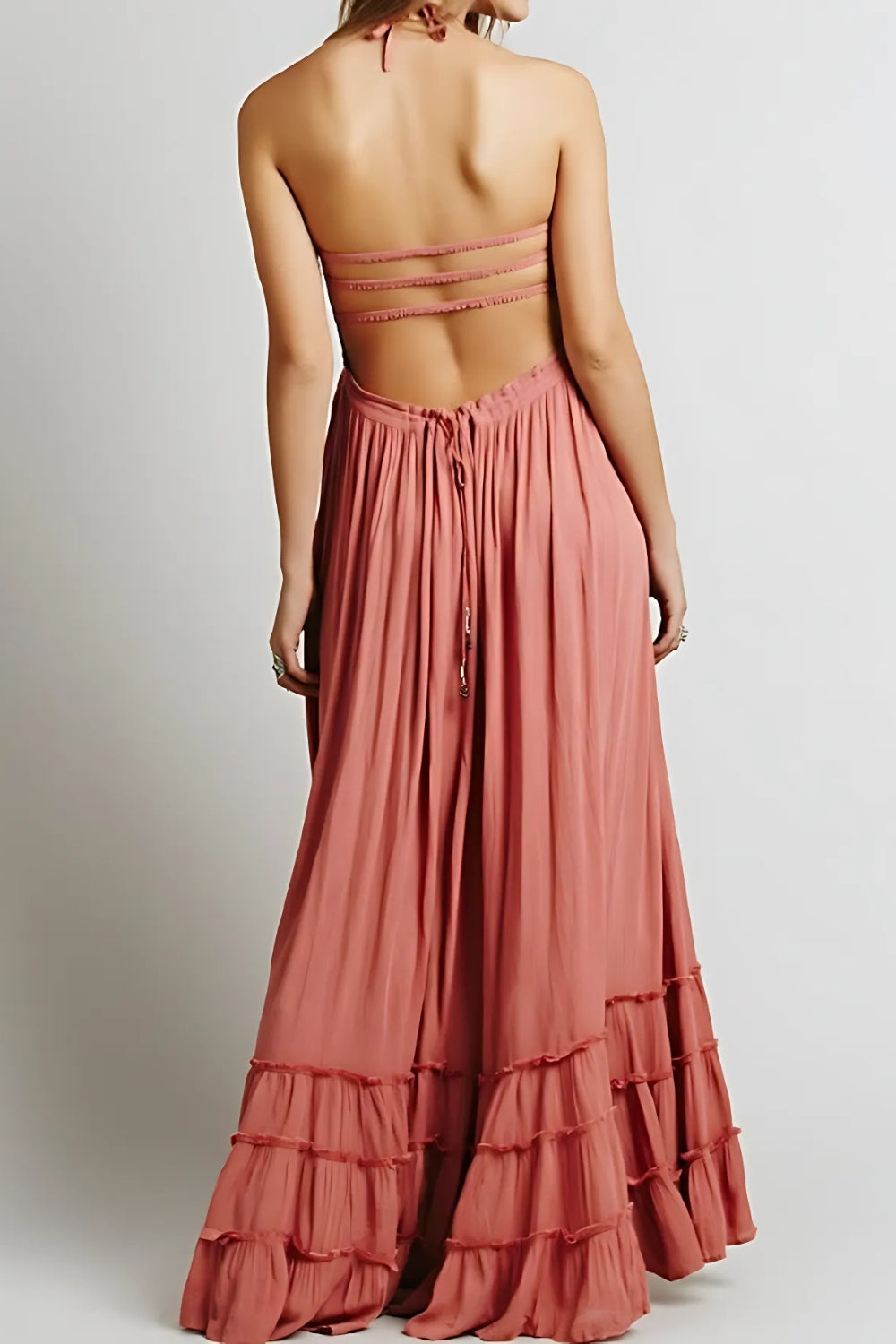 SERENA HALTER SWING STRAND MAXI JURK