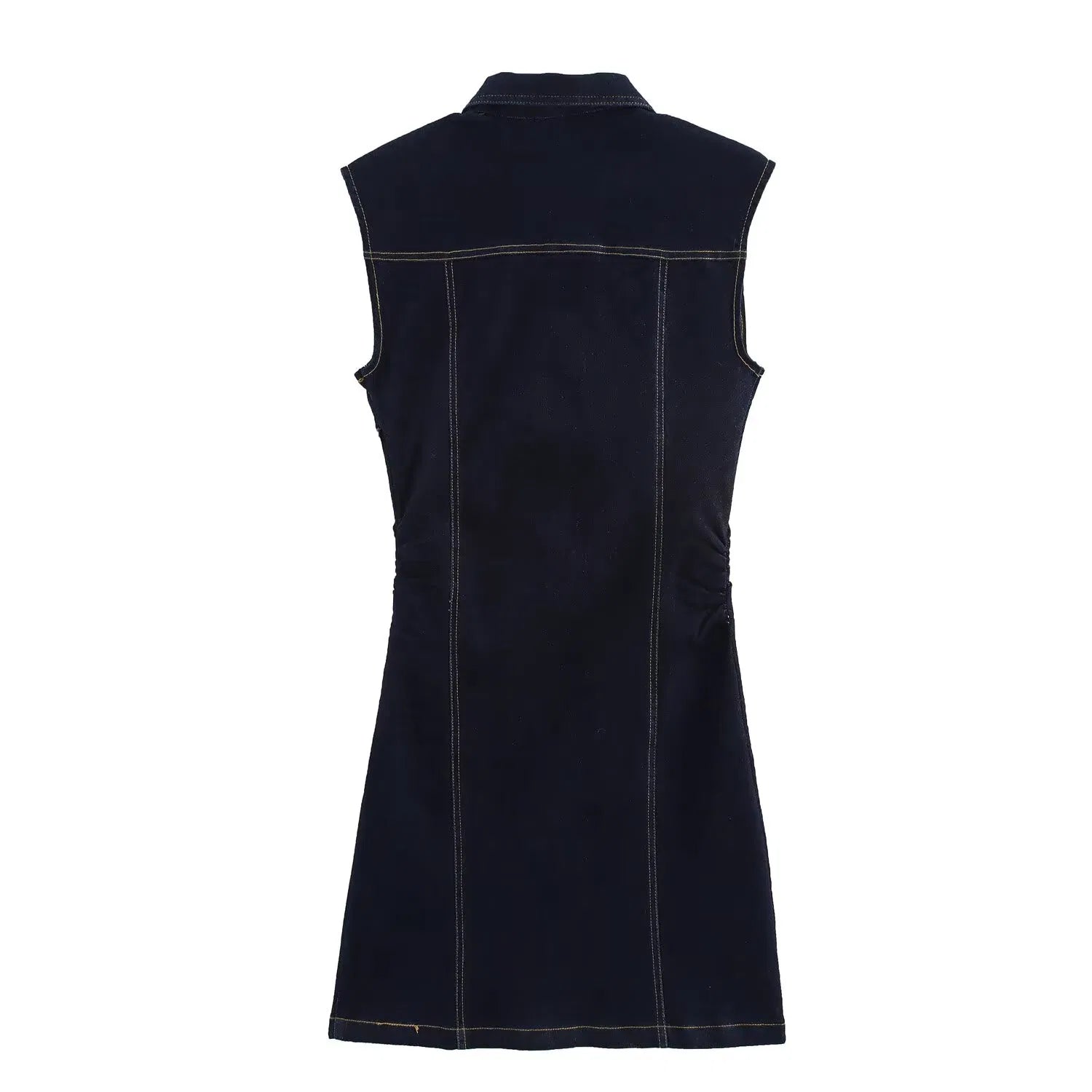 Mouwloze denimjurk met knopen