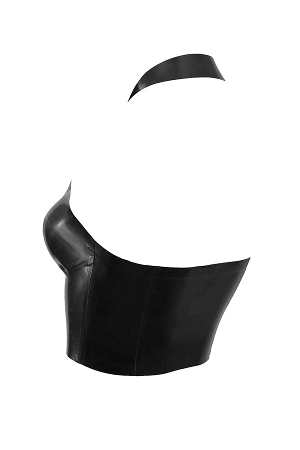 Svart latex haltertopp
