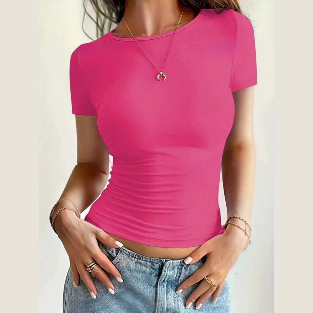 Kort slank t-shirt met ronde hals