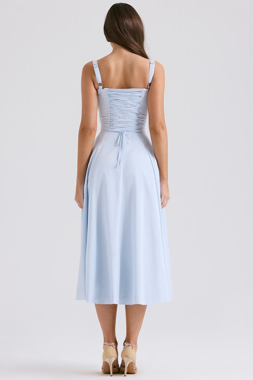 Lichtblauwe Corset Midi Jurk