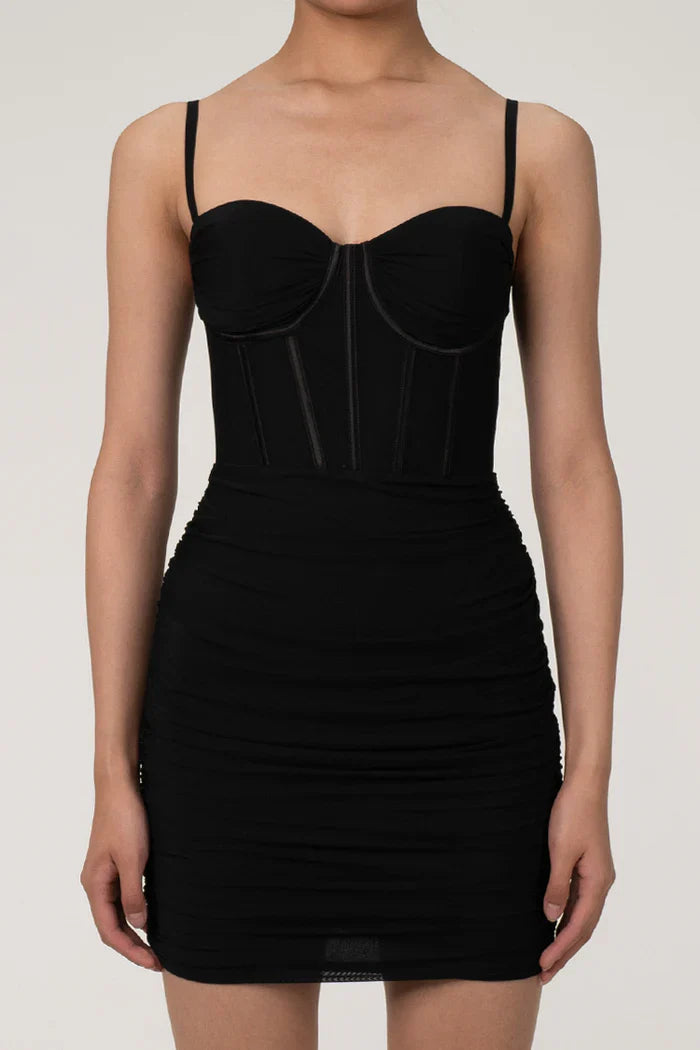 Zwarte Corset Mini Jurk
