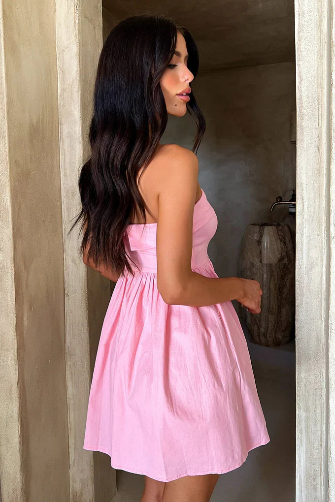 Roze Strapless Zomerjurk