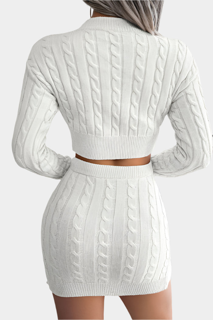 Gebreide Set met Crop Top en Rok