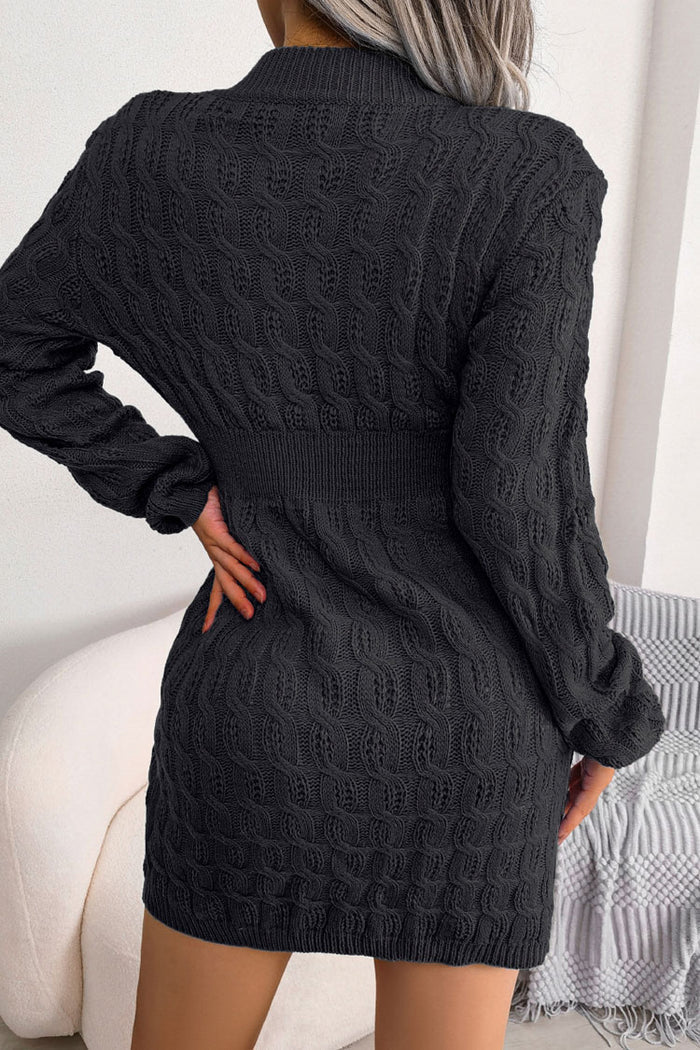 Gebreide Kabeltrui Jurk met V-hals