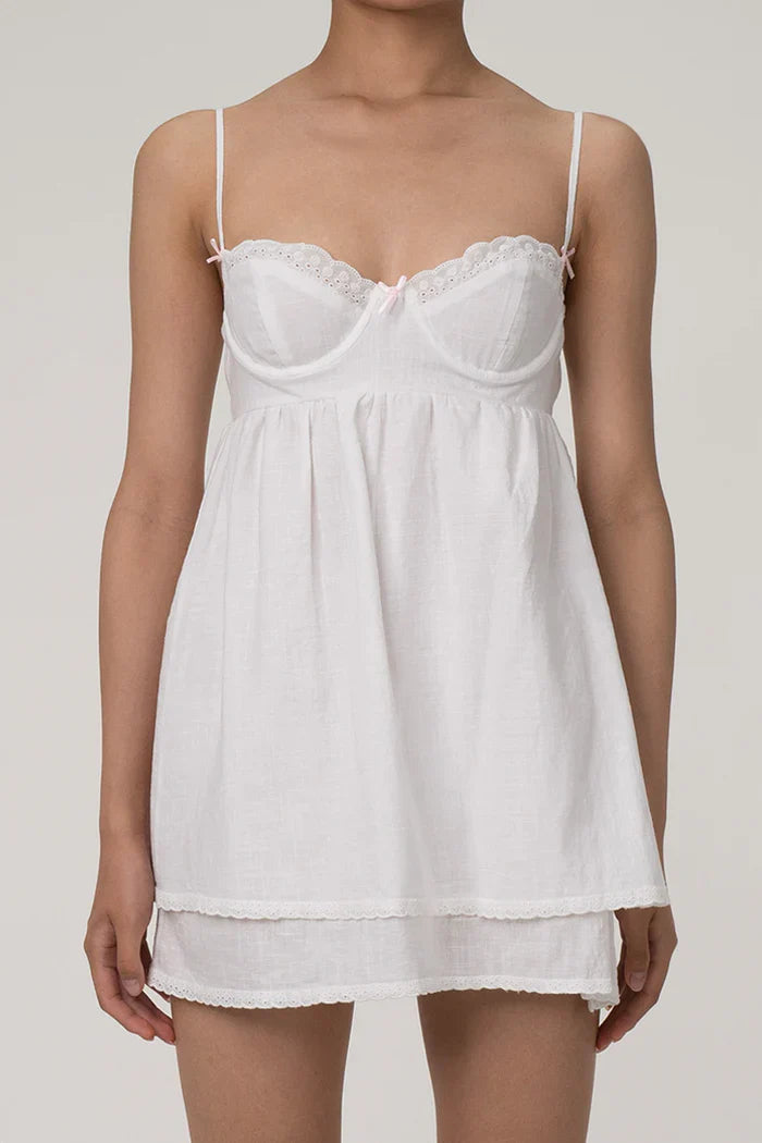 Witte Babydoll Mini Jurk