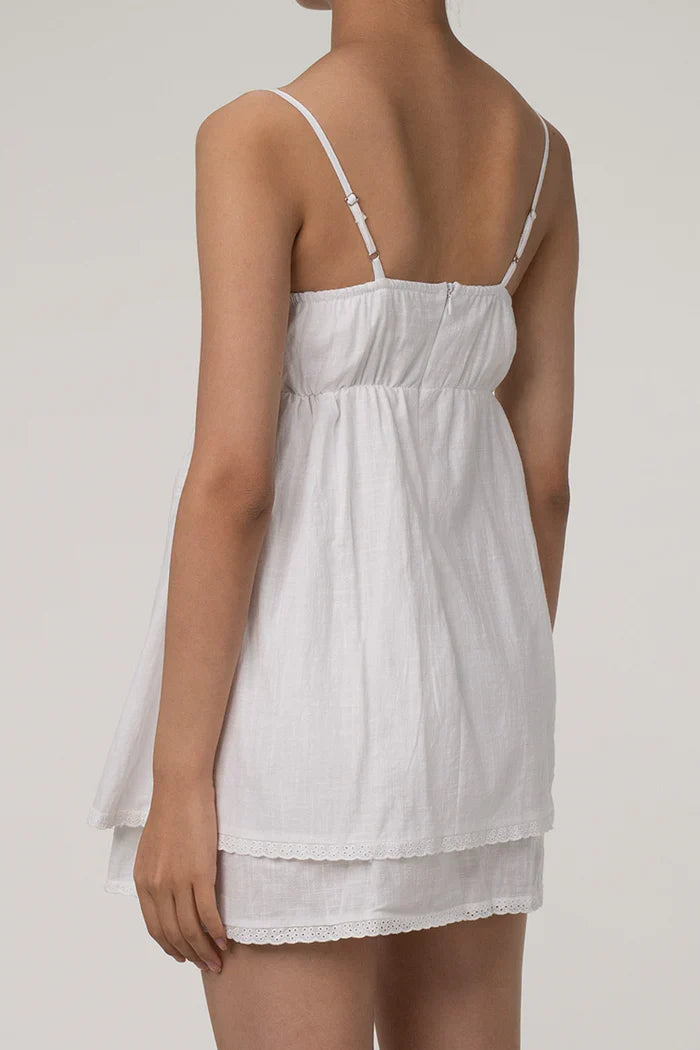 Witte Babydoll Mini Jurk