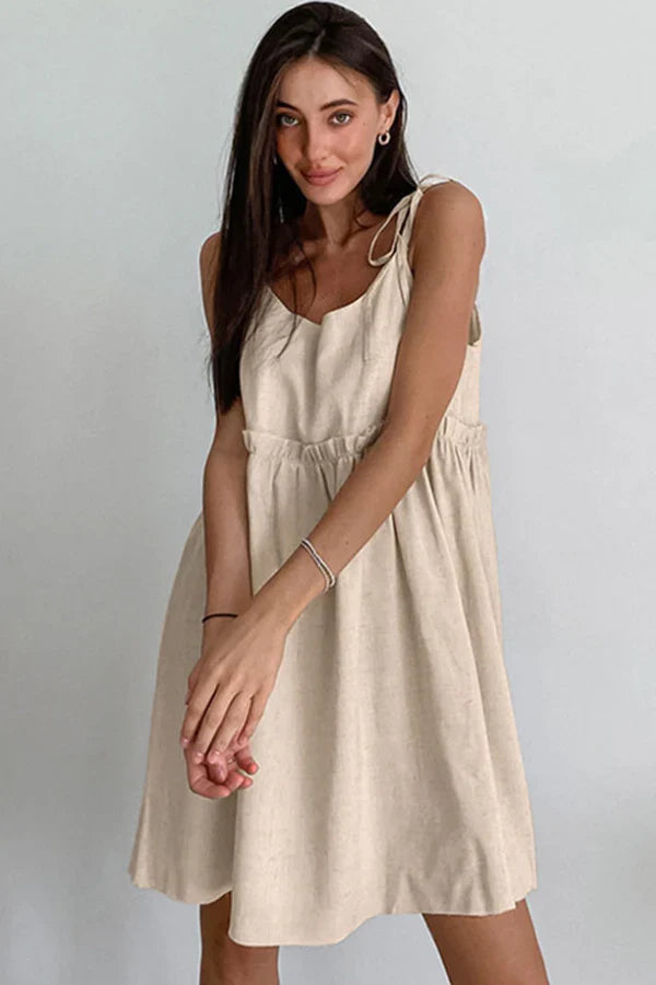 Mouwloze Mini Jurk met Strikbandjes