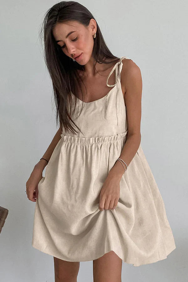 Mouwloze Mini Jurk met Strikbandjes