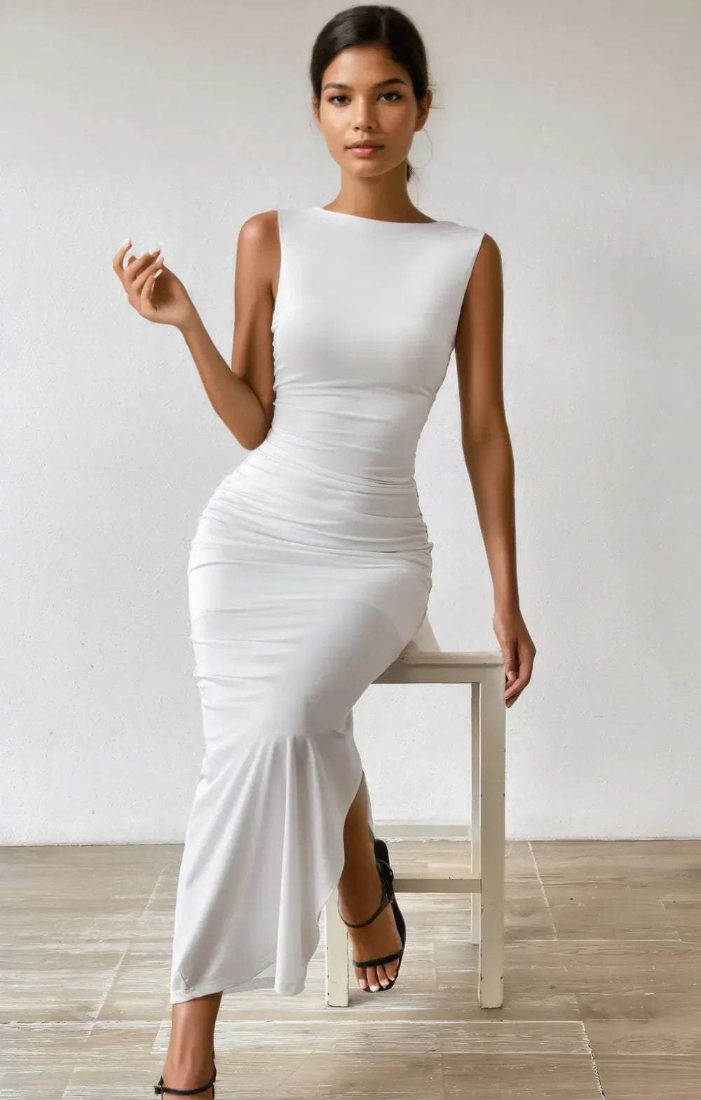 Witte Elegante Maxi Jurk