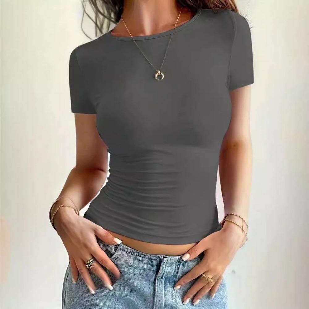 Kort slank t-shirt met ronde hals