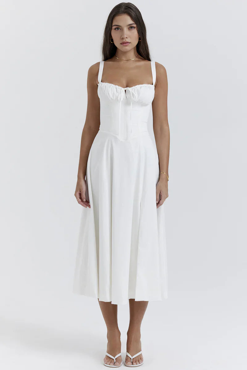 Corset Midi Jurk met Strikdetail