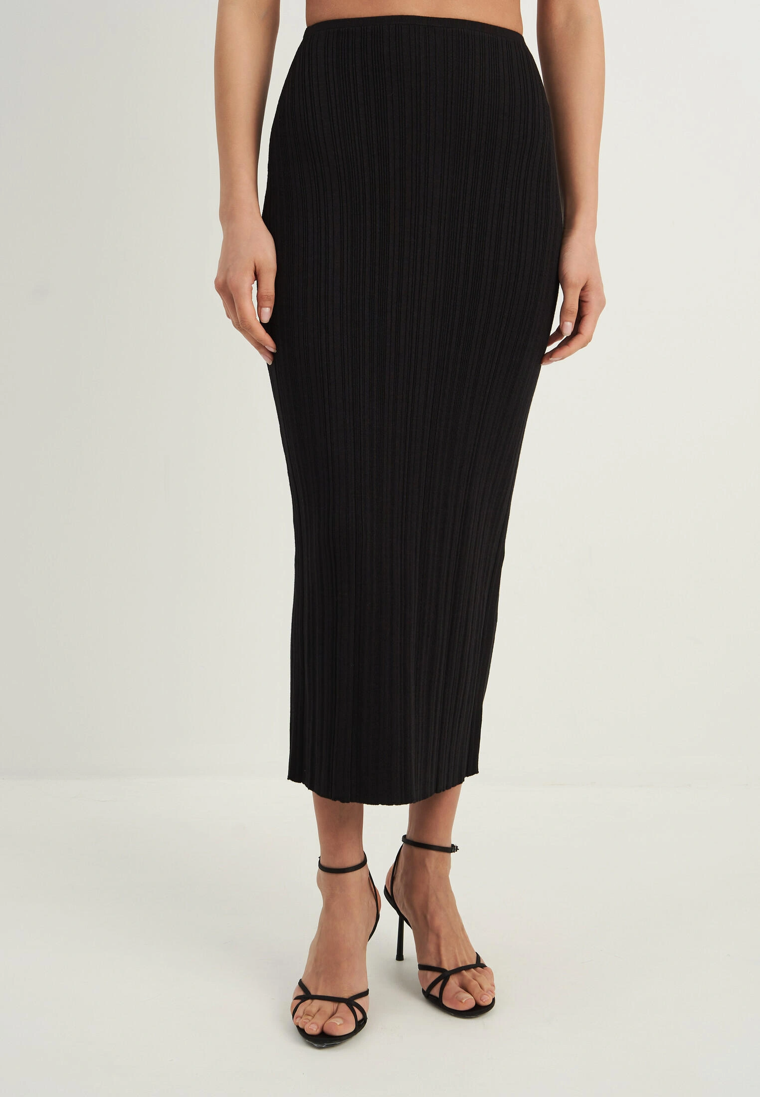 Elegante Geribde Maxi Rok