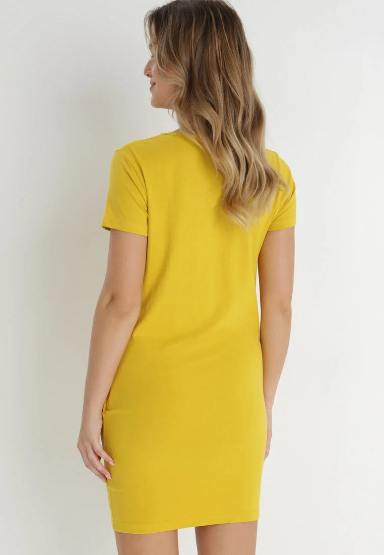 Gele T-shirtjurk met Zakken