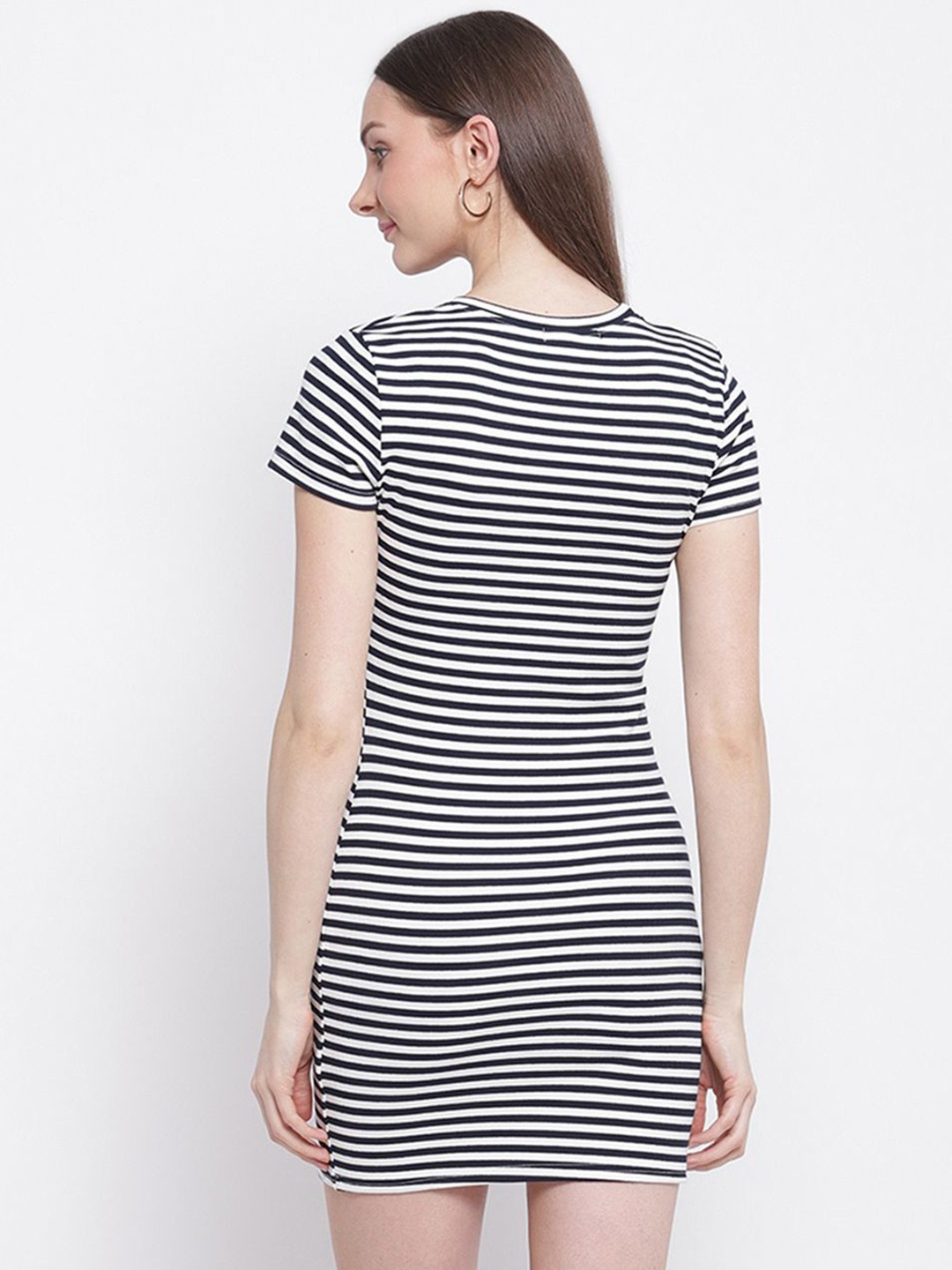 Gestreepte Mini Jurk met Korte Mouwen