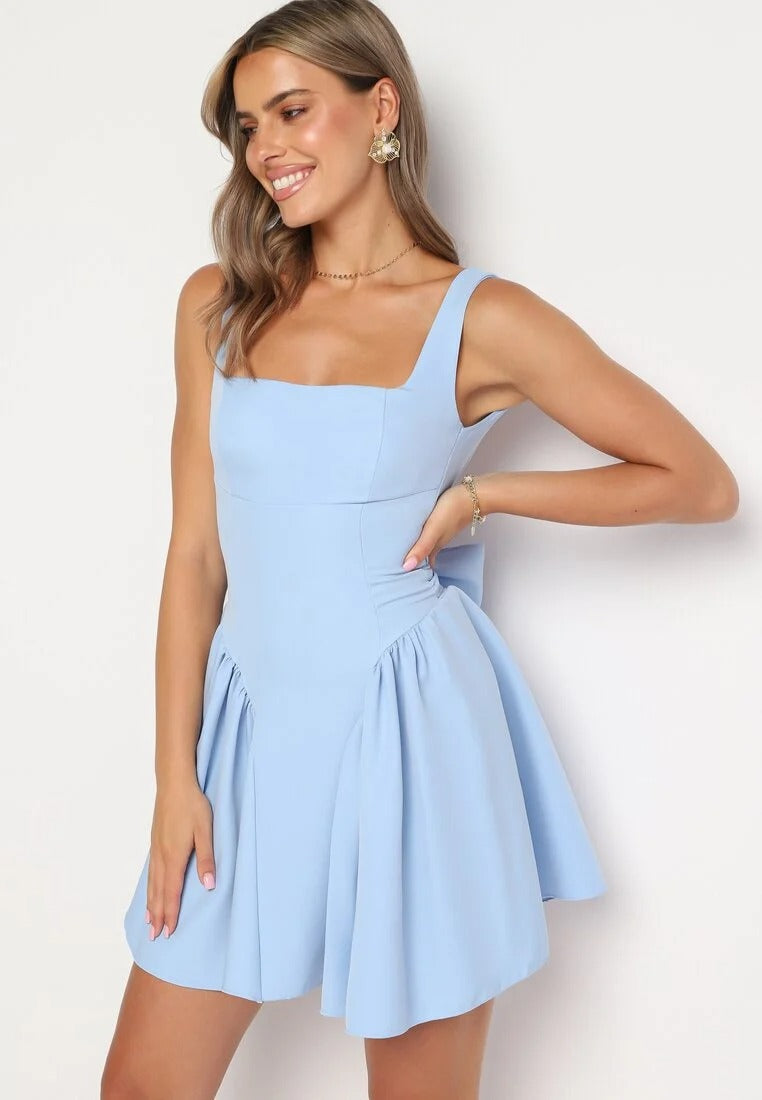 Mouwloze Mini Jurk met Vierkante Hals