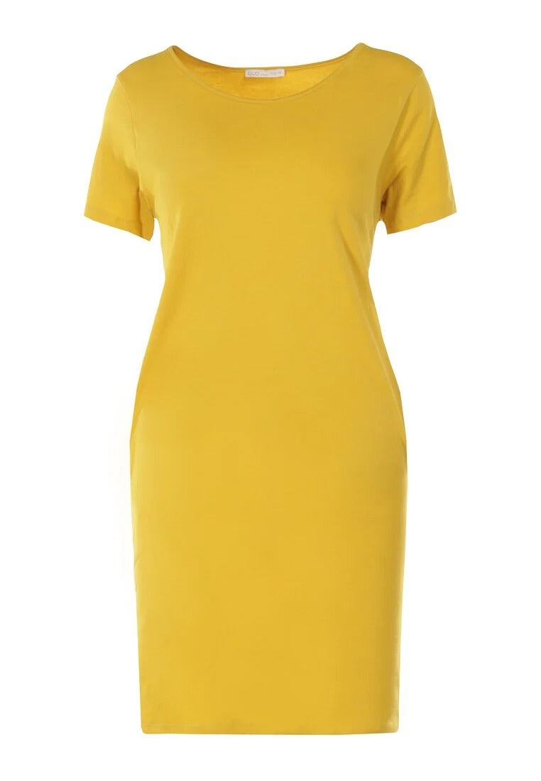 Gele T-shirtjurk met Zakken