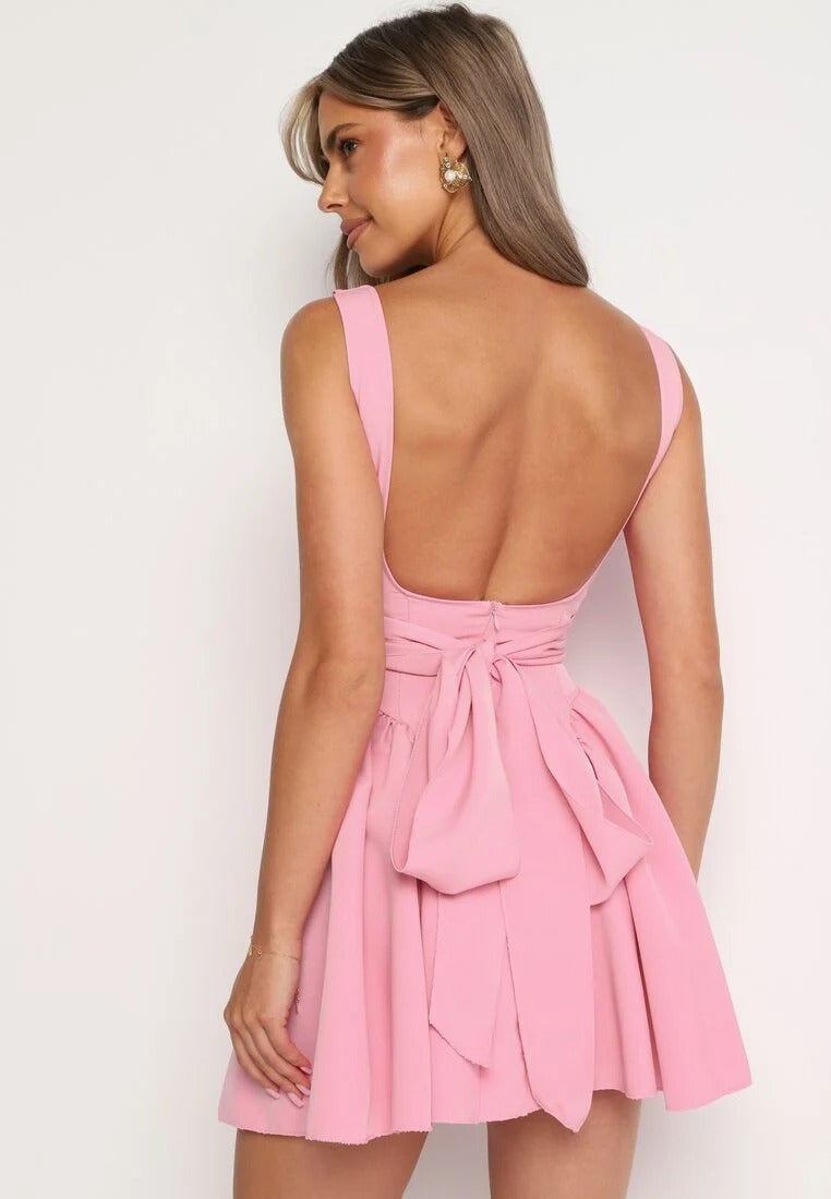 Mouwloze Mini Jurk met Vierkante Hals