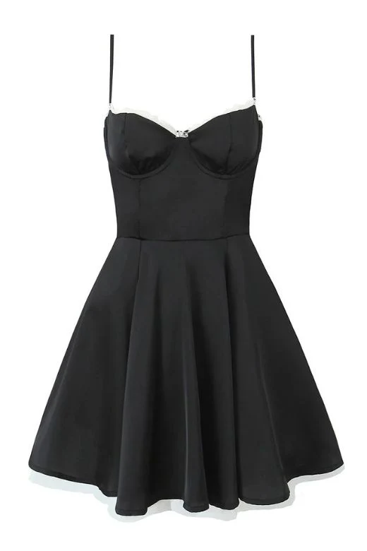 Corset Midi Jurk met Kant en Dunne Bandjes
