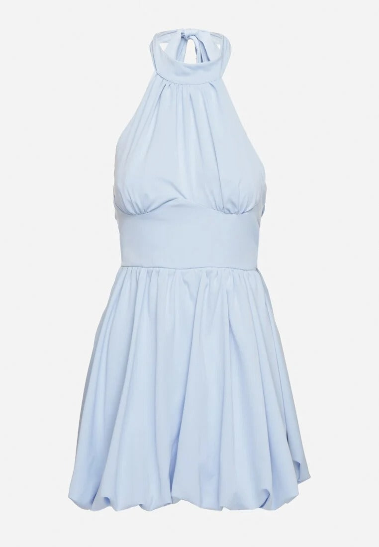 Mini Jurk met Halternek en Geplooide Rok
