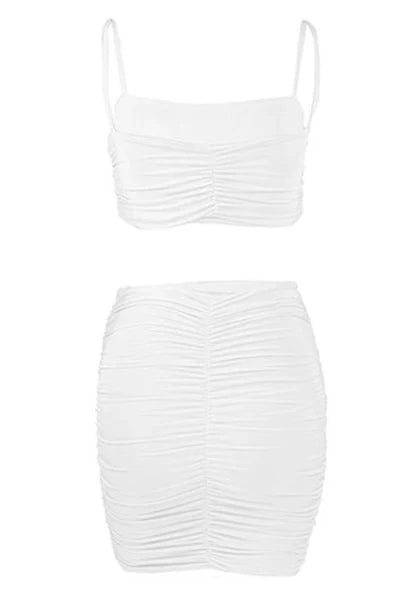 Spaghetti Bandjes Crop Top en Rok Set