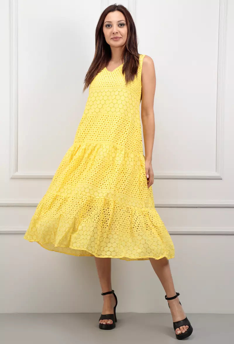 Zomerse Gele Broderie Jurk