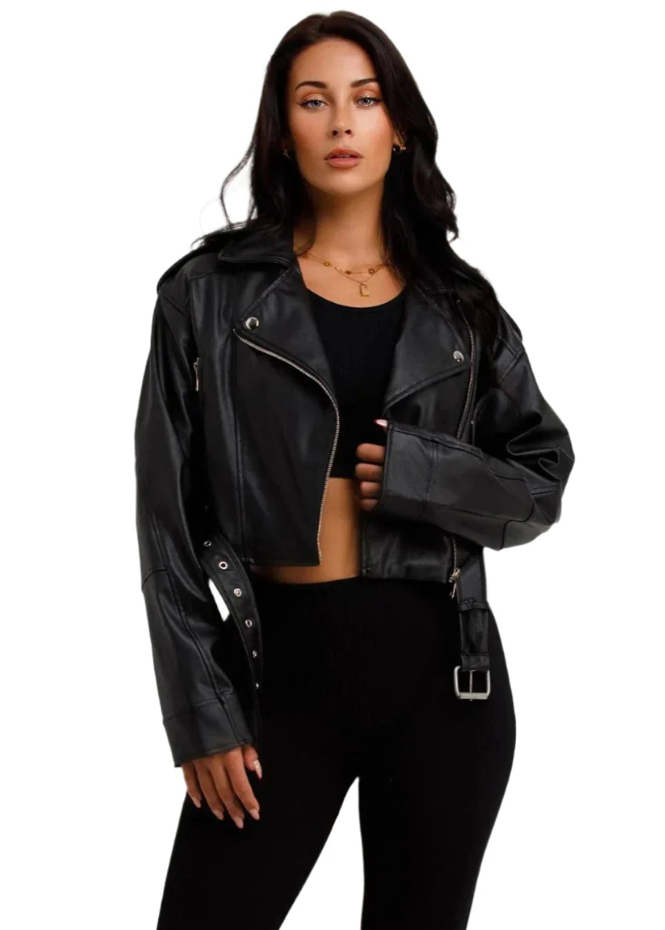 Cropped Bikerjack met Ritsdetails