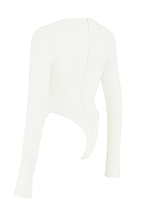 Vit elegant body med utskärning