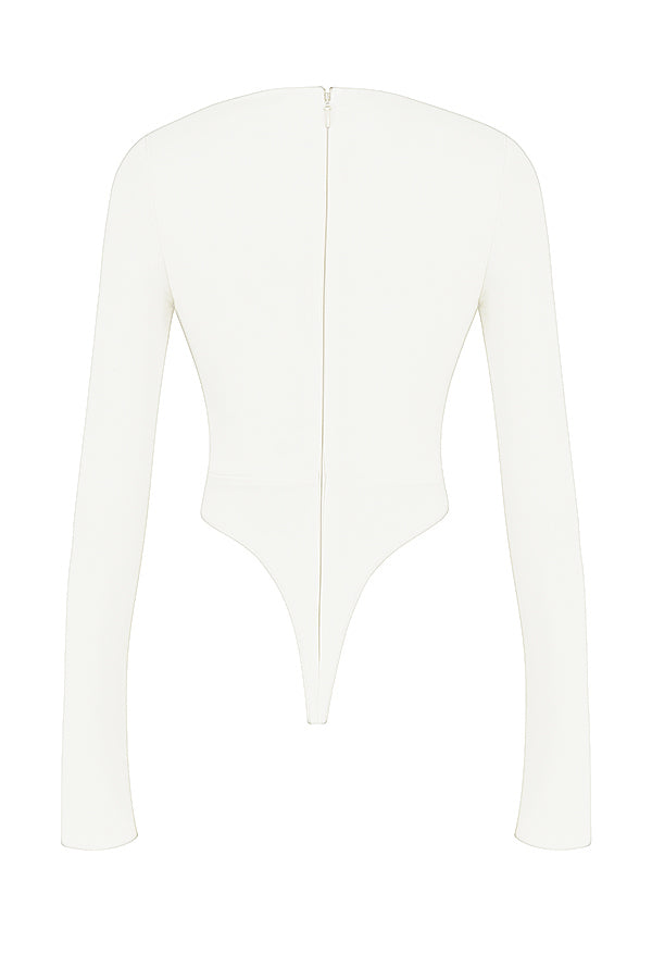 Vit elegant body med utskärning