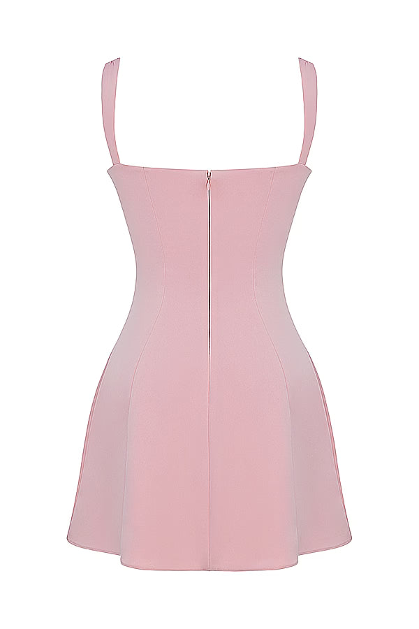 Roze Mini Jurk met Kantdetails