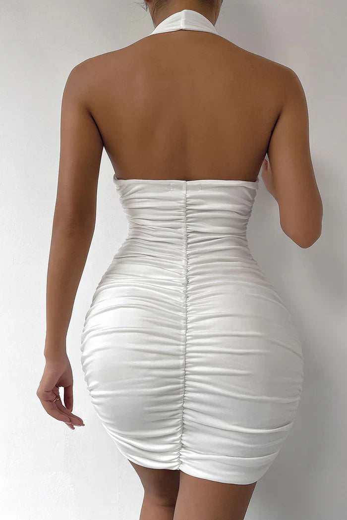 Witte Halter Mini Jurk