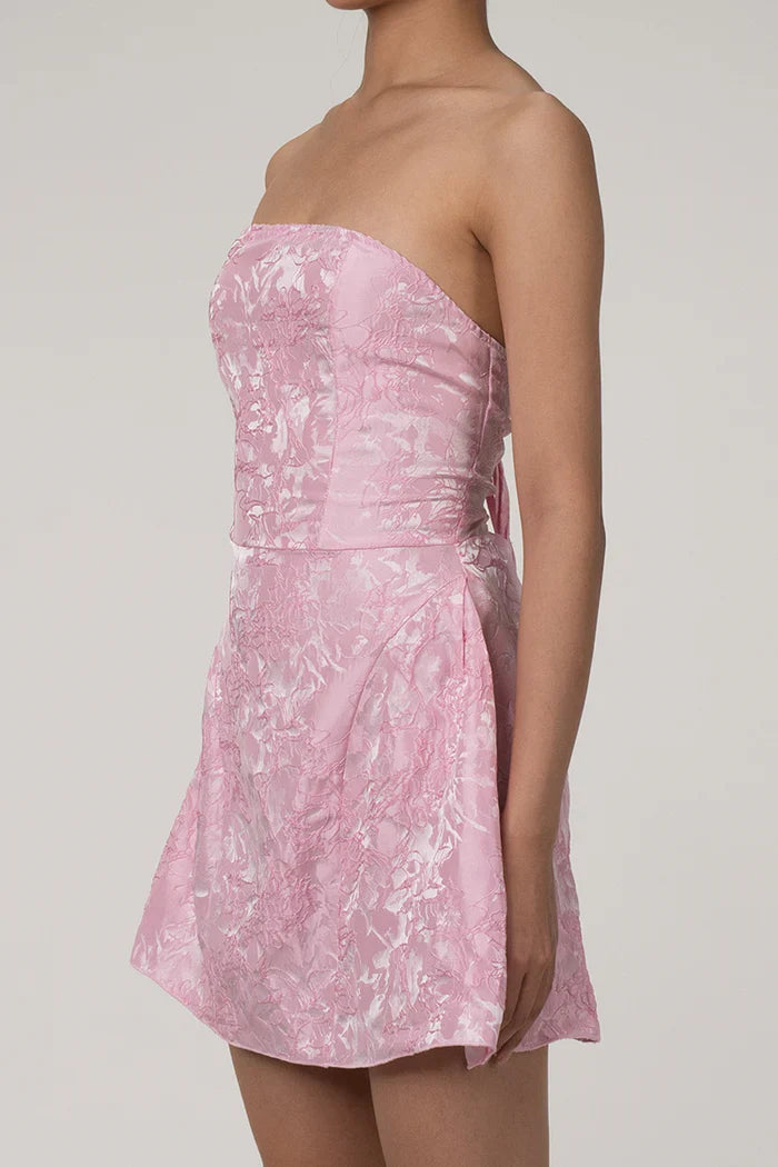 Jacquard Strapless Mini Jurk