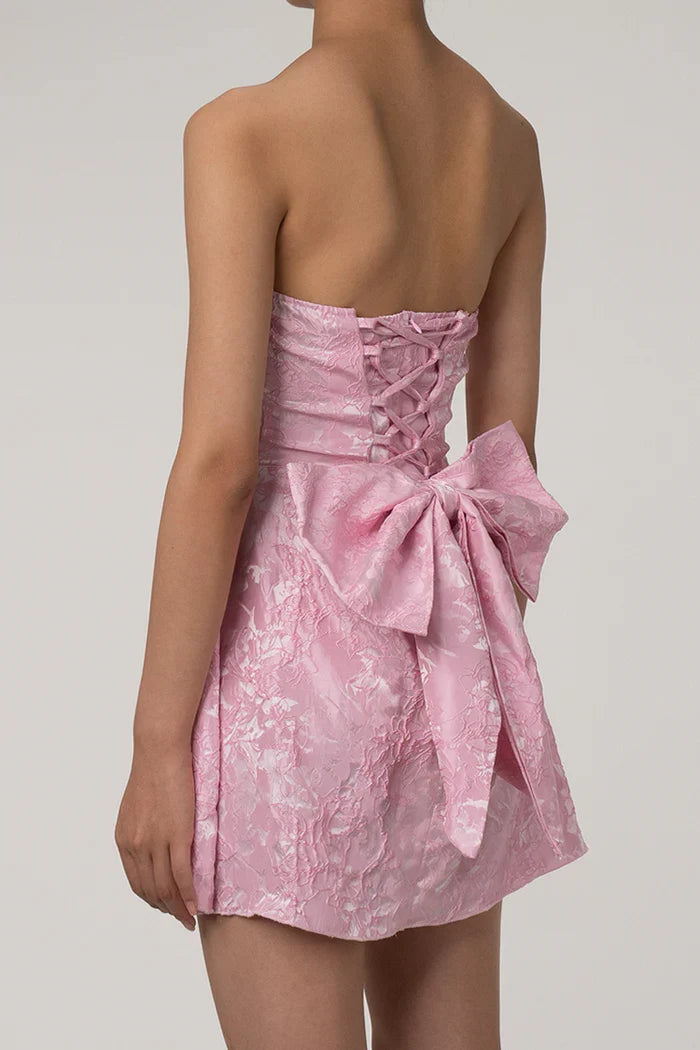 Jacquard Strapless Mini Jurk